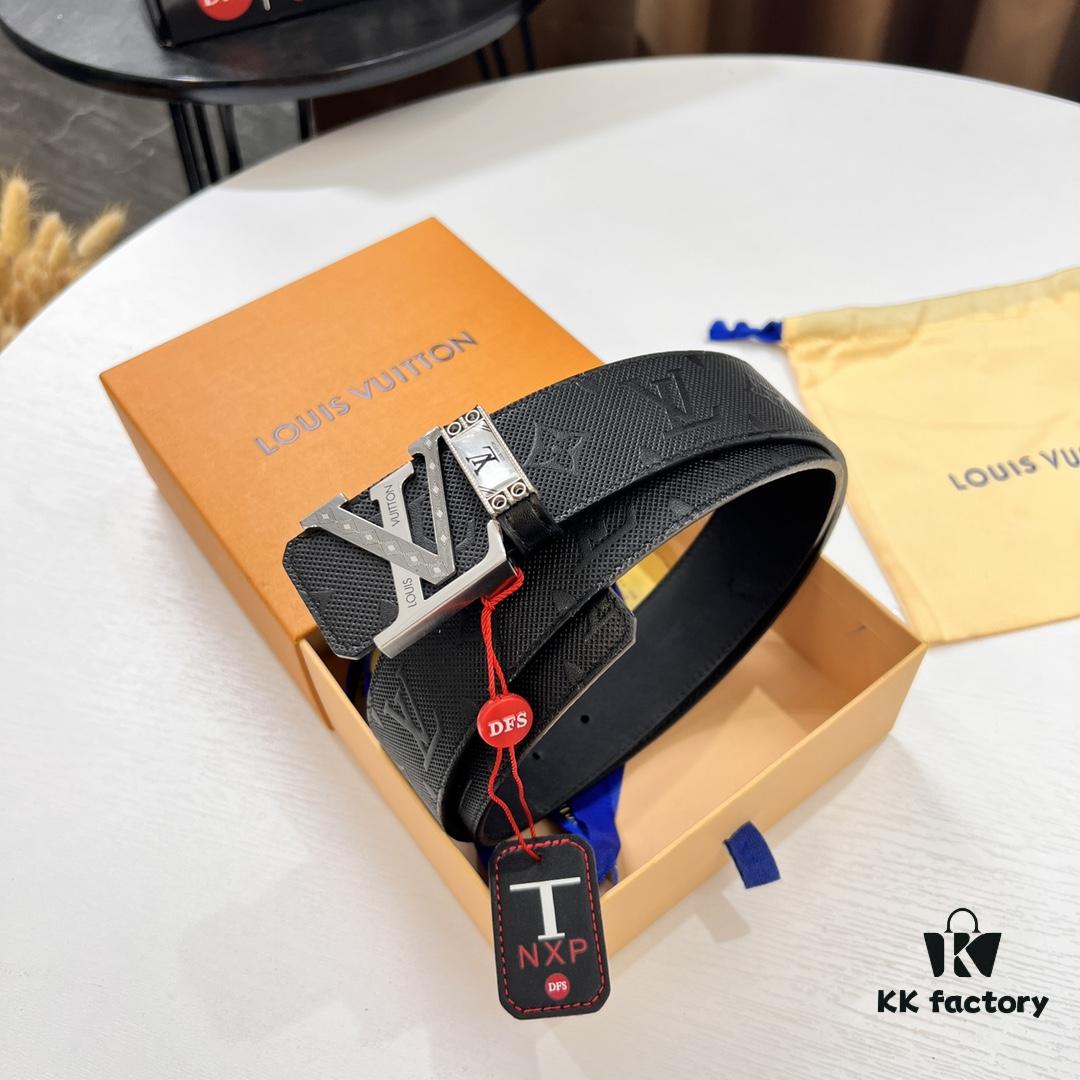 693203223a89a121ed551062 Original Factory Premium Hong Kong Tax-Free T Gift Box 🎁 (NXP RFID Tag with Verifiable Authentication), Belt with Louis Vuitton LV Buckle, Made of French Top-Grade Embossed Cowhide Leather, 3.8cm Width, High-Quality Stainless Steel Hardware with Corroded Pattern Design