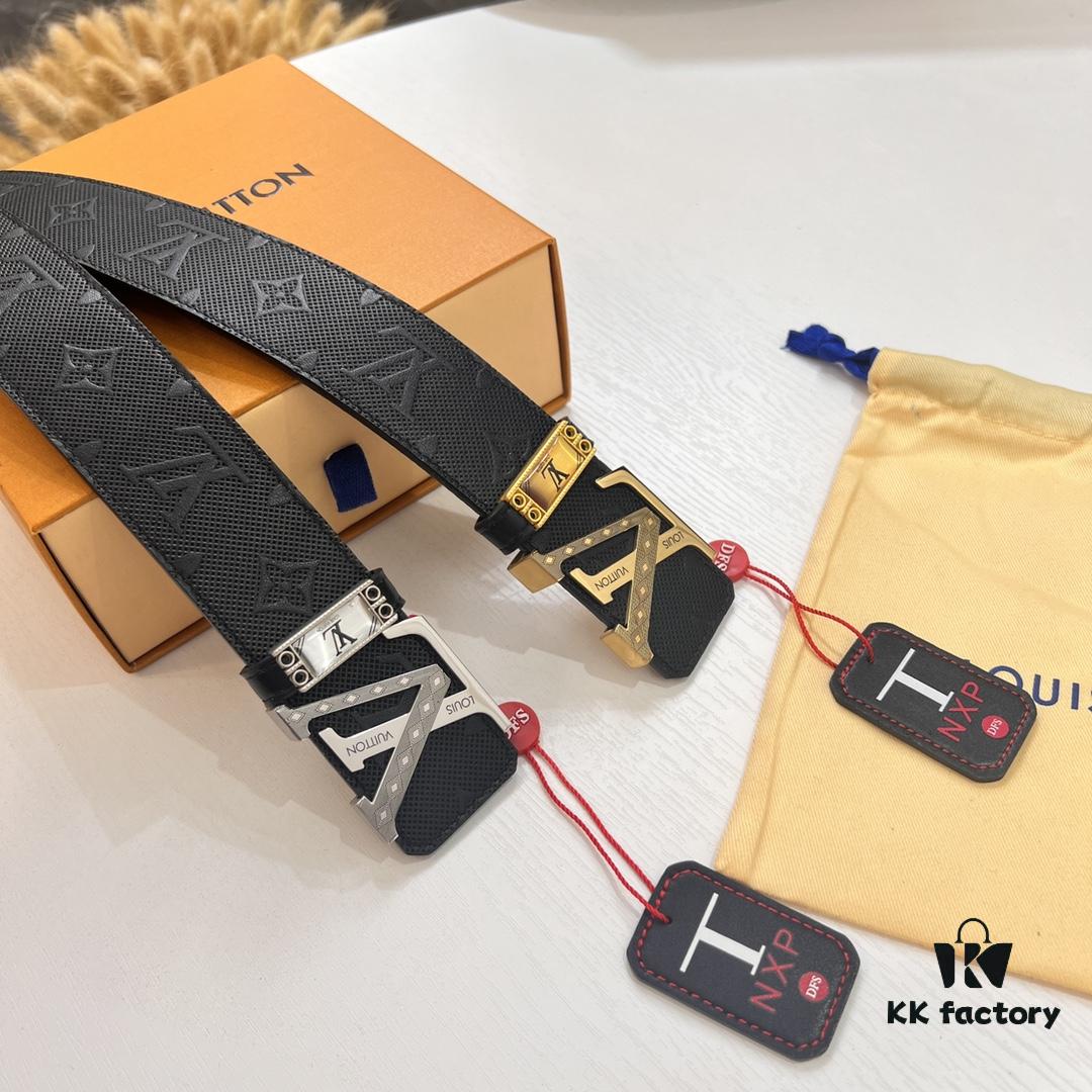 693203223a89a121ed551063 Original Factory Premium Hong Kong Tax-Free T Gift Box 🎁 (NXP RFID Tag with Verifiable Authentication), Belt with Louis Vuitton LV Buckle, Made of French Top-Grade Embossed Cowhide Leather, 3.8cm Width, High-Quality Stainless Steel Hardware with Corroded Pattern Design
