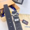 693203243a89a121ed551078 Top-Tier Louis Vuitton LV Belt – Genuine Crocodile-Texture Top Layer Calfskin, 3.8cm Width, Original Hong Kong Duty-Free Gift Box with NXP RFID Tag (Verifiable on Official Website)