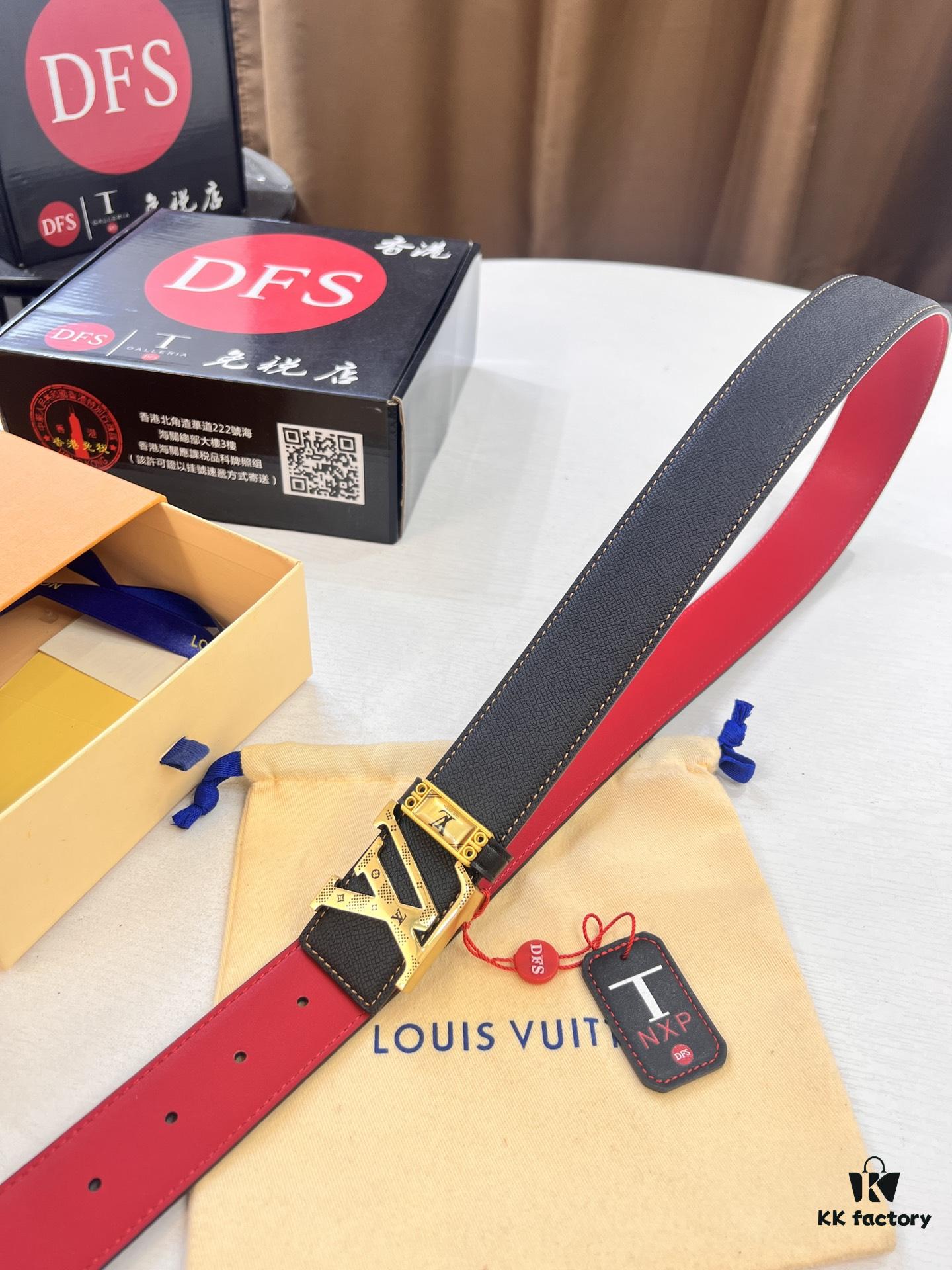 693203243a89a121ed551081 Top-Tier Louis Vuitton LV Belt, Genuine Crocodile-Texture Top-Grain Calfskin Leather, 3.8cm Width, Original Factory Hong Kong Duty-Free T Gift Box, NXP RFID Chip (Verifiable on Official Website), Stainless Steel Hardware, Hidden Buckle Design
