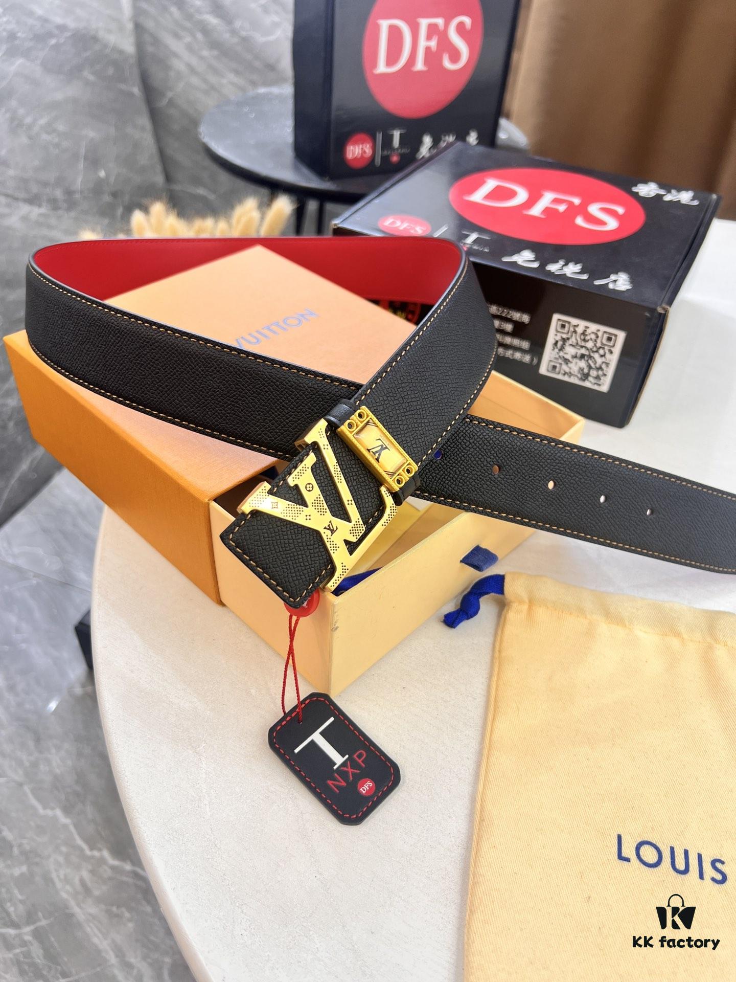 693203253a89a121ed551082 Top-Tier Louis Vuitton LV Belt, Genuine Crocodile-Texture Top-Grain Calfskin Leather, 3.8cm Width, Original Factory Hong Kong Duty-Free T Gift Box, NXP RFID Chip (Verifiable on Official Website), Stainless Steel Hardware, Hidden Buckle Design