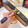 LV Men's Belt, New Arrival, Premium Cowhide Leather, Matte Finish, Corrosion-Resistant Letter Hardware, 3.8cm Width