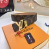 LV Men's Belt, New Arrival, Premium Cowhide Leather, Matte Finish, Corrosion-Resistant Letter Hardware, 3.8cm Width
