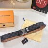 LV Men's Belt, New Arrival, Premium Cowhide Leather, Matte Finish, Corrosion-Resistant Letter Hardware, 3.8cm Width