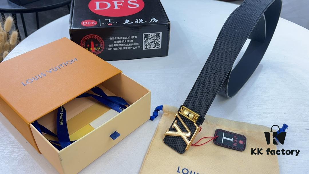 693203263a89a121ed551094 LV New Style Embossed Leather Belt, Fashionable Casual Design, Reversible Use
