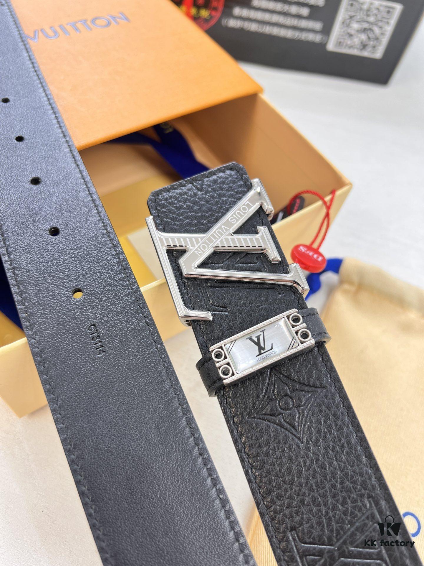 693203263a89a121ed551098 Louis Vuitton LV Men's Belt, Imported Genuine First-Layer Cowhide, 3.8cm Width, Brass Hardware with Precision Lettering