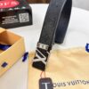 693203263a89a121ed551099 Louis Vuitton LV Men's Belt, Imported Genuine First-Layer Cowhide, 3.8cm Width, Brass Hardware with Precision Lettering