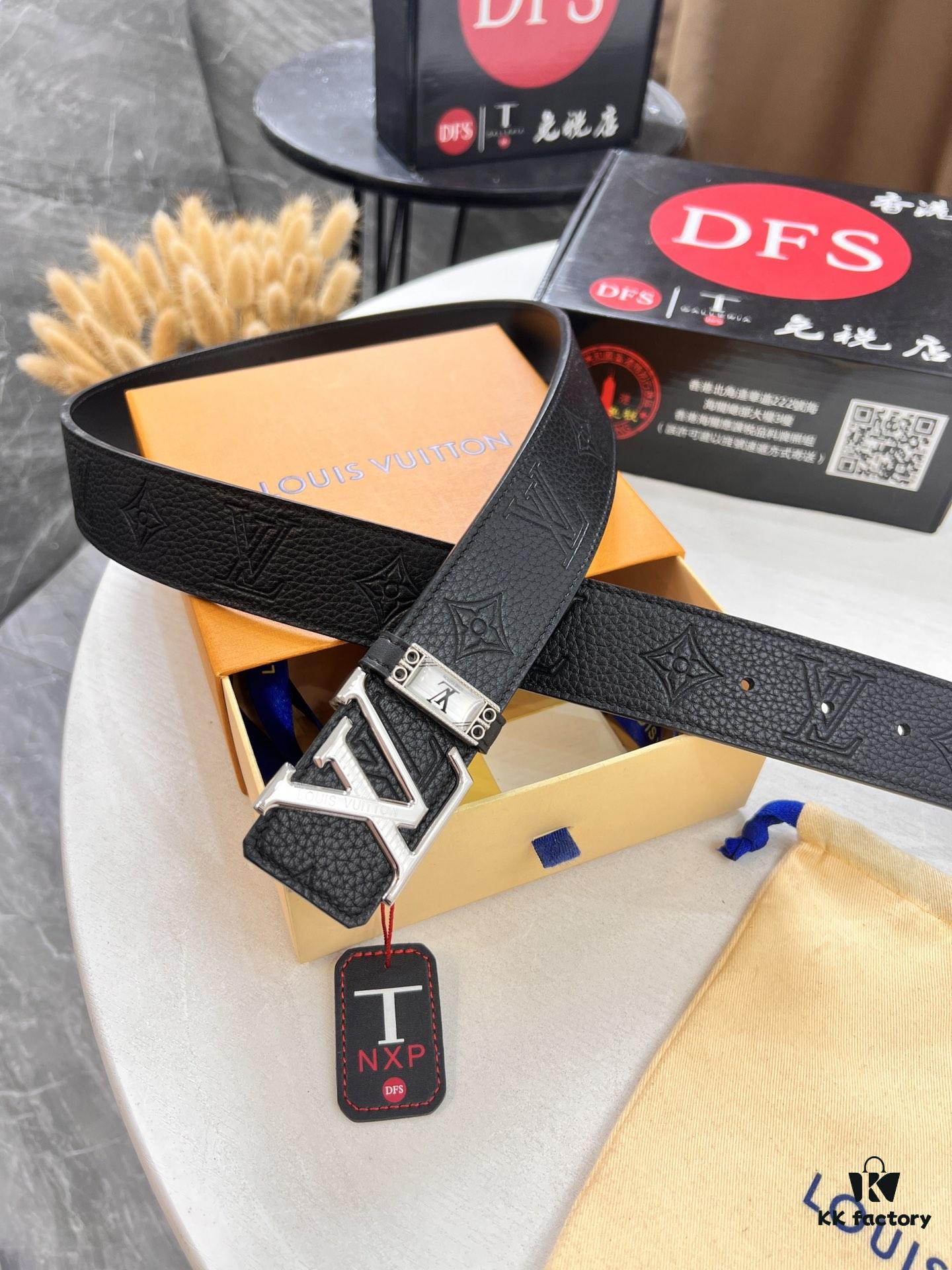 693203263a89a121ed55109a Louis Vuitton LV Men's Belt, Imported Genuine First-Layer Cowhide, 3.8cm Width, Brass Hardware with Precision Lettering