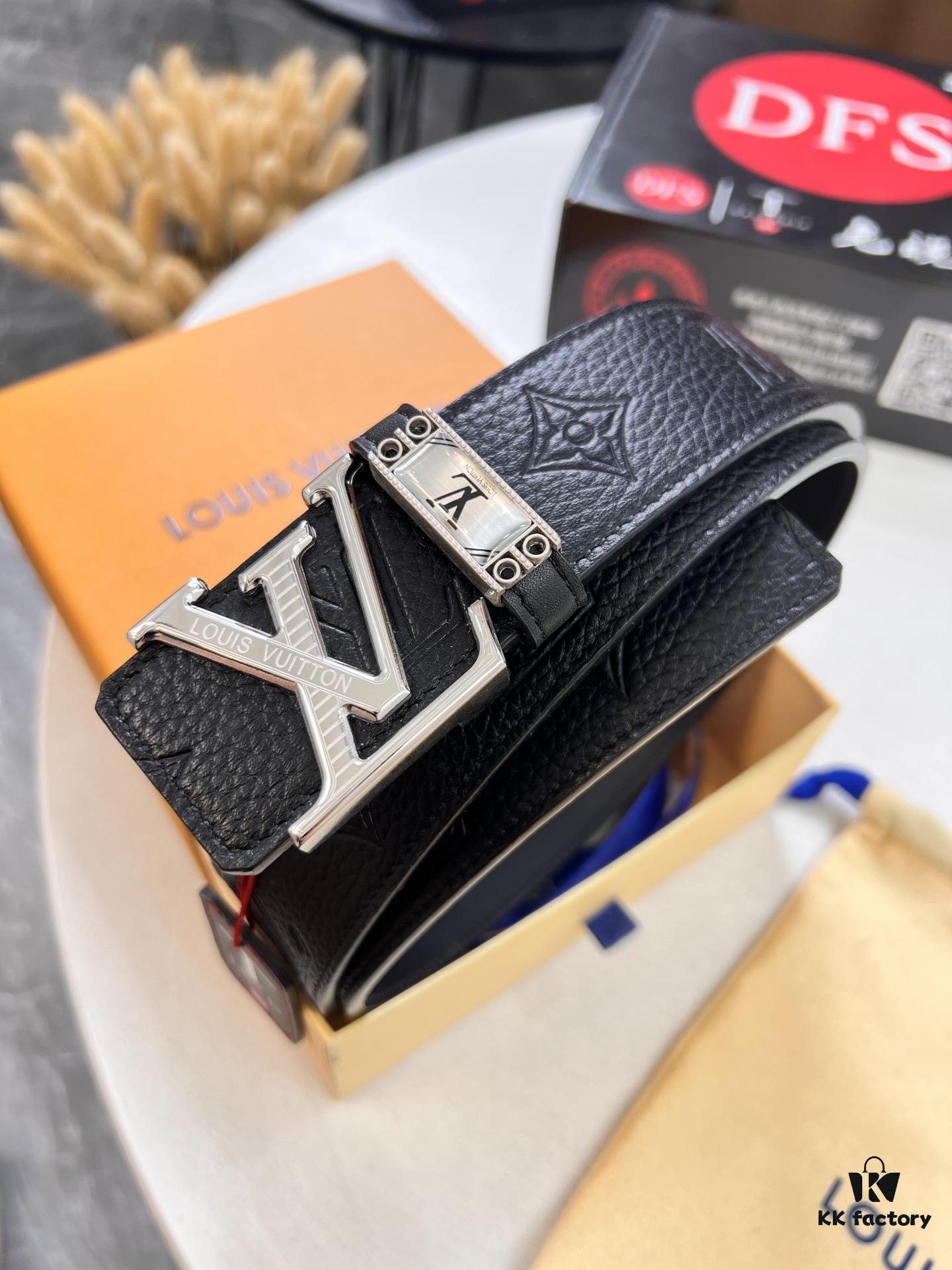 693203273a89a121ed55109b Louis Vuitton LV Men's Belt, Imported Genuine First-Layer Cowhide, 3.8cm Width, Brass Hardware with Precision Lettering