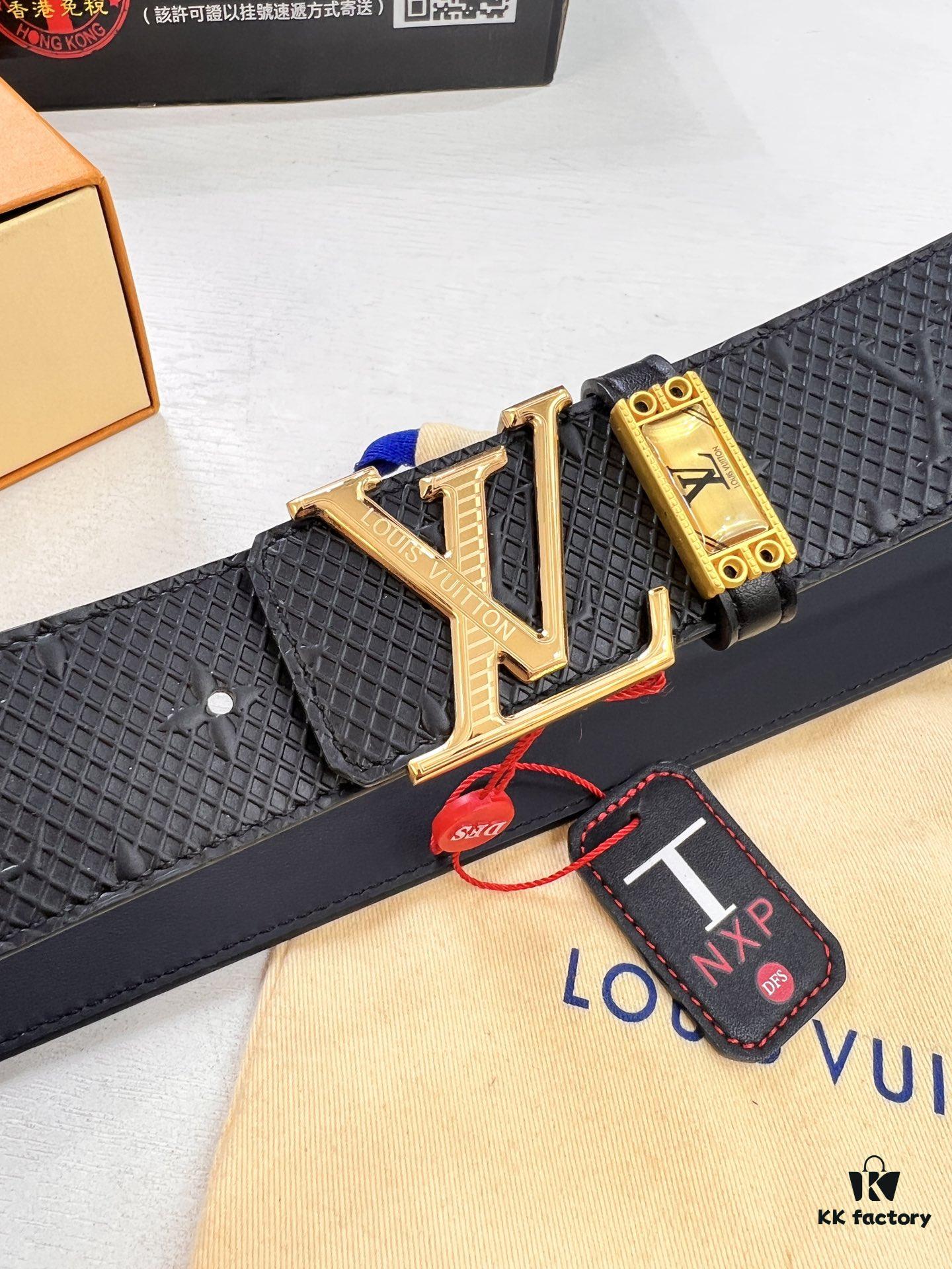 693203273a89a121ed55109e Louis Vuitton LV Men's Belt, Imported Genuine Original Factory Embossing, Top-Quality Full-Grain Calfskin Leather, 3.8cm Width, Brass Hardware with Precision Lettering