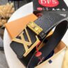 693203273a89a121ed5510a2 Louis Vuitton LV Men's Belt, Imported Genuine Original Factory Embossing, Top-Quality Full-Grain Calfskin Leather, 3.8cm Width, Brass Hardware with Precision Lettering
