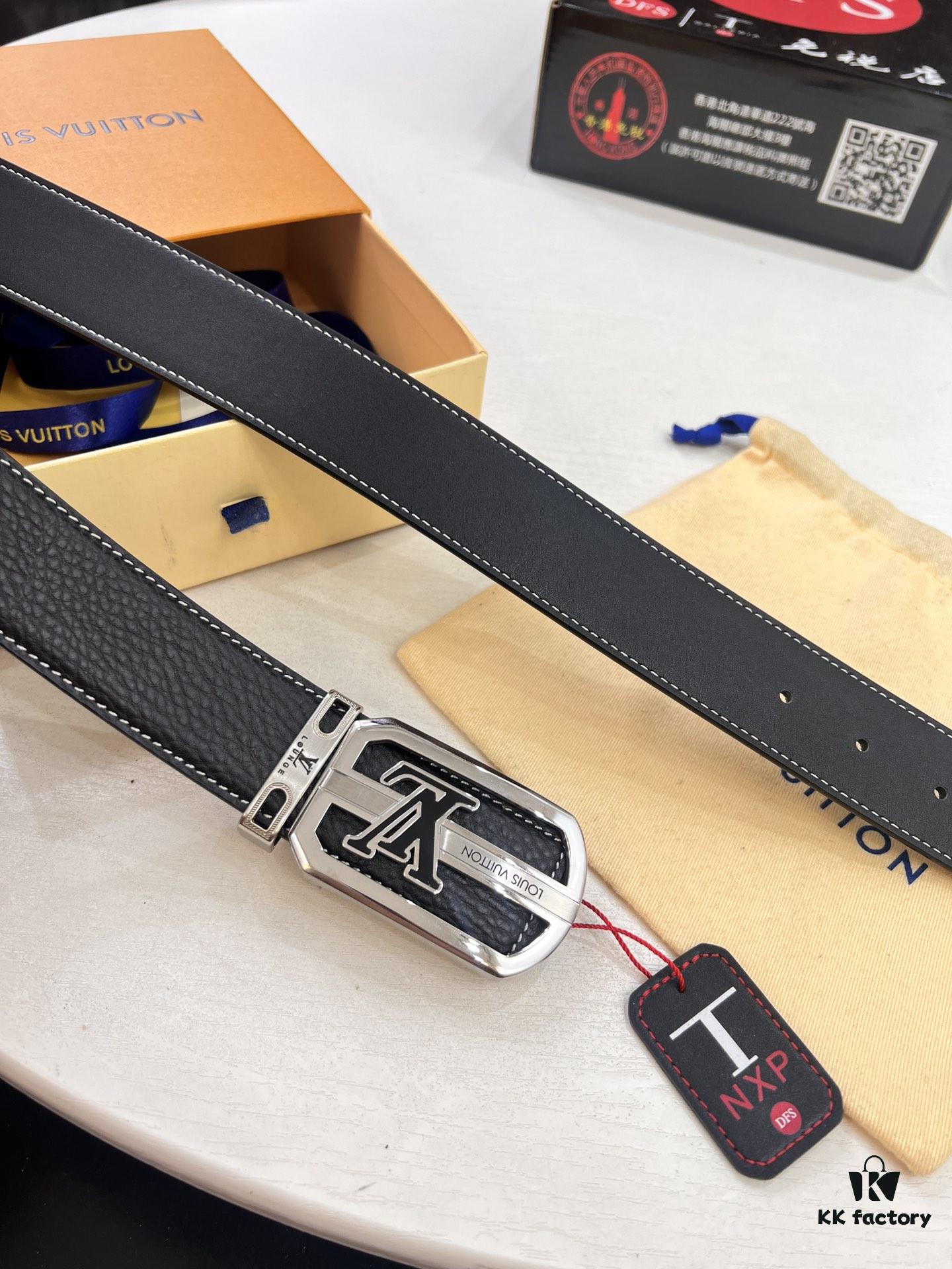 693203293a89a121ed5510a7 Top-tier Louis Vuitton LV Belt, Original Factory Hong Kong Duty-Free T Gift Box (NXP RFID Tag with Verifiable Chip), French Crocodile Ostrich Grain Full-Grain Calfskin, 3.8cm Width, Stainless Steel Precision Buckle with Beveled Edges
