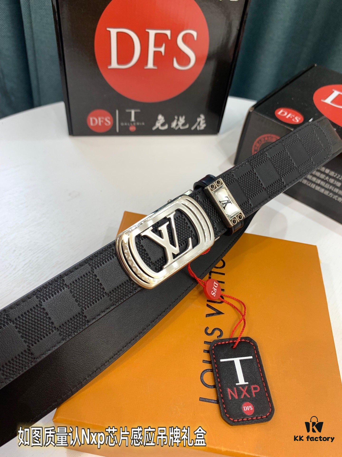 693203323a89a121ed5510bf Louis Vuitton Automatic Buckle Belt, Genuine Cowhide, Top-Quality Business Formal Belt with LV Stainless Steel Hardware, 3.5 cm Width