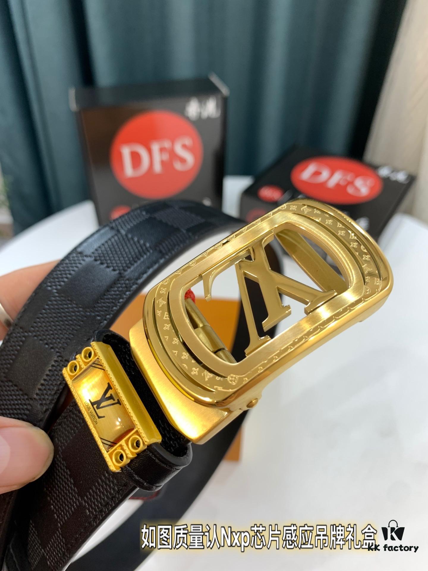 693203323a89a121ed5510c7 Louis Vuitton Automatic Buckle Belt, Top-Quality Genuine Leather, Imported Full-Grain Calfskin with Refined Grain Texture, 3.5cm Width, Smooth Slide Mechanism, Stainless Steel LV Hardware