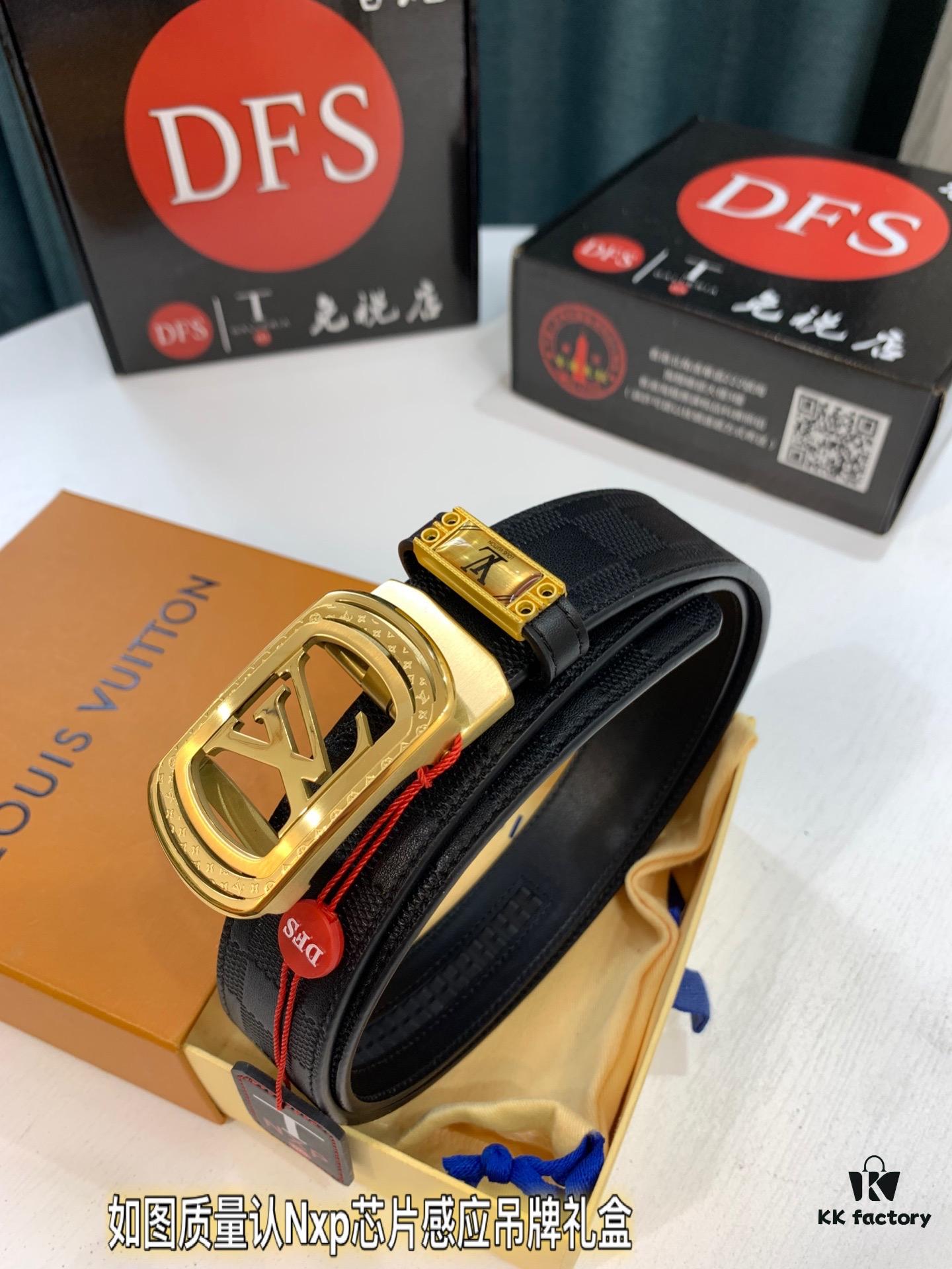 693203323a89a121ed5510c9 Louis Vuitton Automatic Buckle Belt, Top-Quality Genuine Leather, Imported Full-Grain Calfskin with Refined Grain Texture, 3.5cm Width, Smooth Slide Mechanism, Stainless Steel LV Hardware