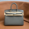Birkin Platinum 25cm, original imported Togo leather, [Rainy Gray], silver hardware.