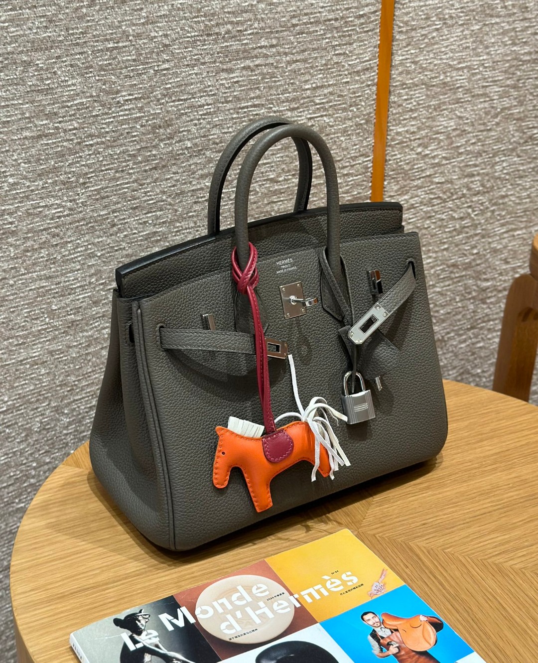 Birkin Platinum 25cm, Pewter Grey