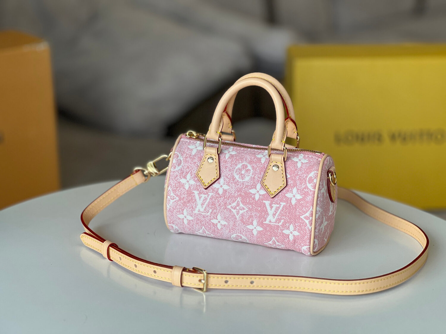 Louis Vuitton The Nano Speedy handbag crafted from classic Monogram canvas.