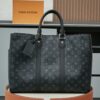 Louis Vuitton M46451 Black Monogram: A spacious handbag from the Sac Plat collection, the Sac Plat 24H features leather trim.