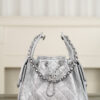 26c 25bag Drawstring Bucket Bag, Silver with Silver Buckle, Small Size