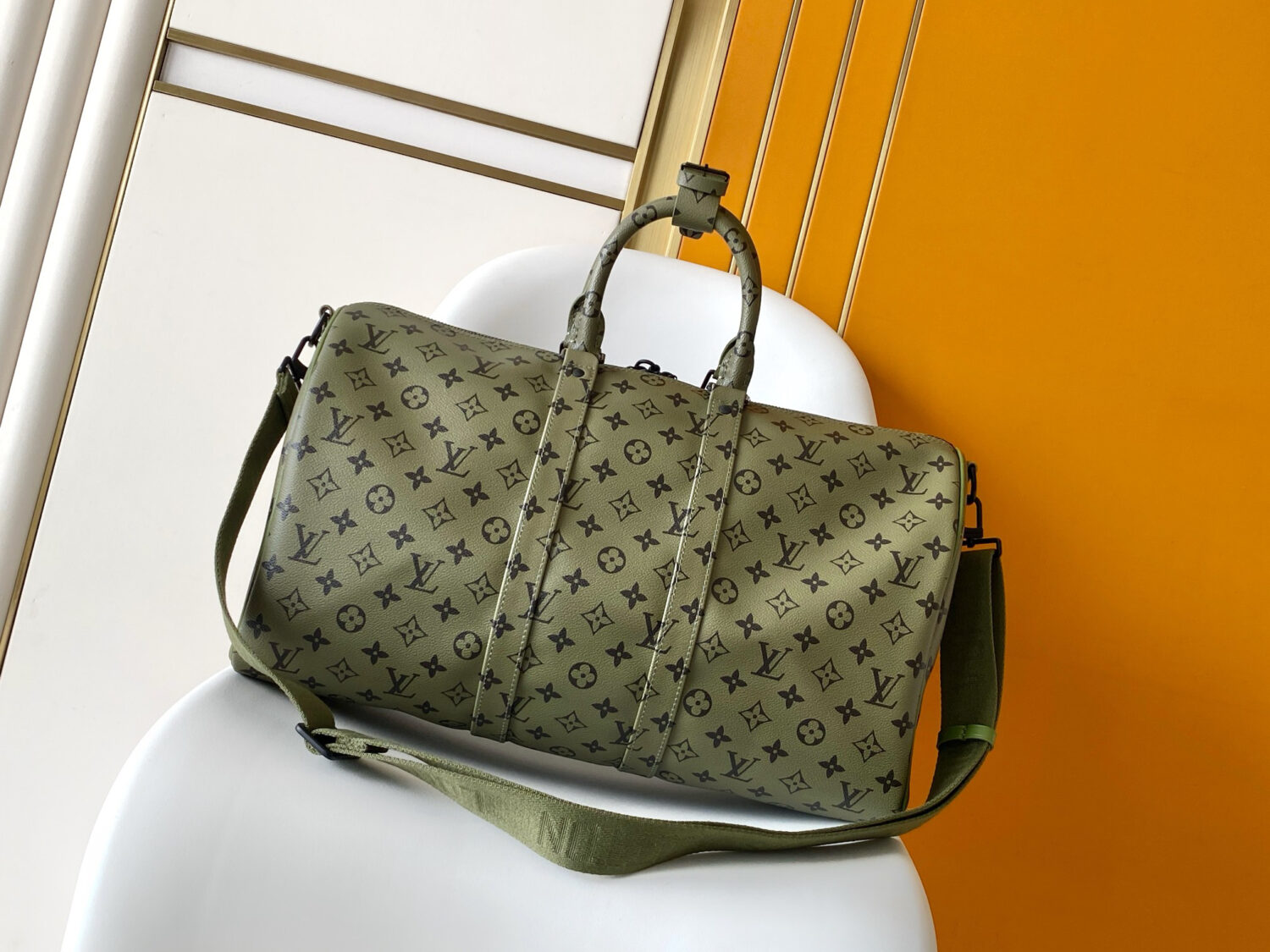 2 Louis Vuitton This Keepall Bandoulière 45 travel bag is part of the Monogram Tones collection.