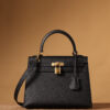 2 Hermes Kelly bag, black, 25cm, with gold hardware.