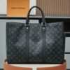 2 Louis Vuitton M46451 Black Monogram: A spacious handbag from the Sac Plat collection, the Sac Plat 24H features leather trim.