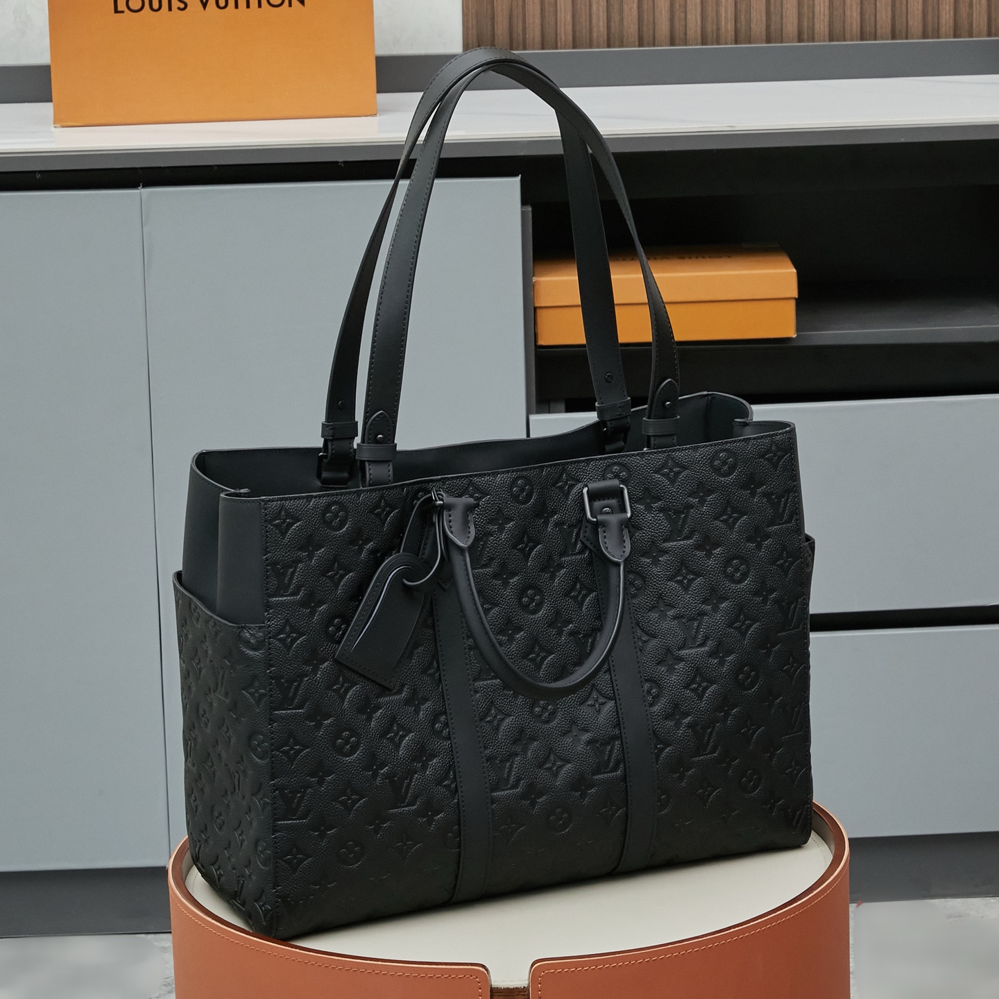 5 Louis Vuitton This Sac Plat 24H bag is crafted from Monogram-embossed Taurillon leather.