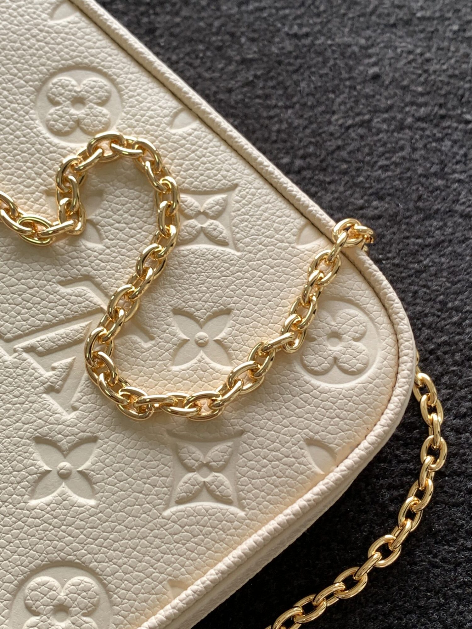 5 Louis Vuitton The Easy Pouch On Strap handbag from the Spring 2022 Collection is crafted from Monogram Empreinte leather.