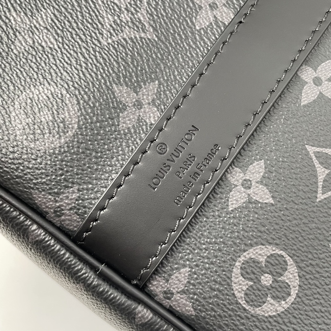 7 Louis Vuitton The Keepall 50 travel bag, crafted from the new, iconic black and grey Monogram Eclipse canvas.