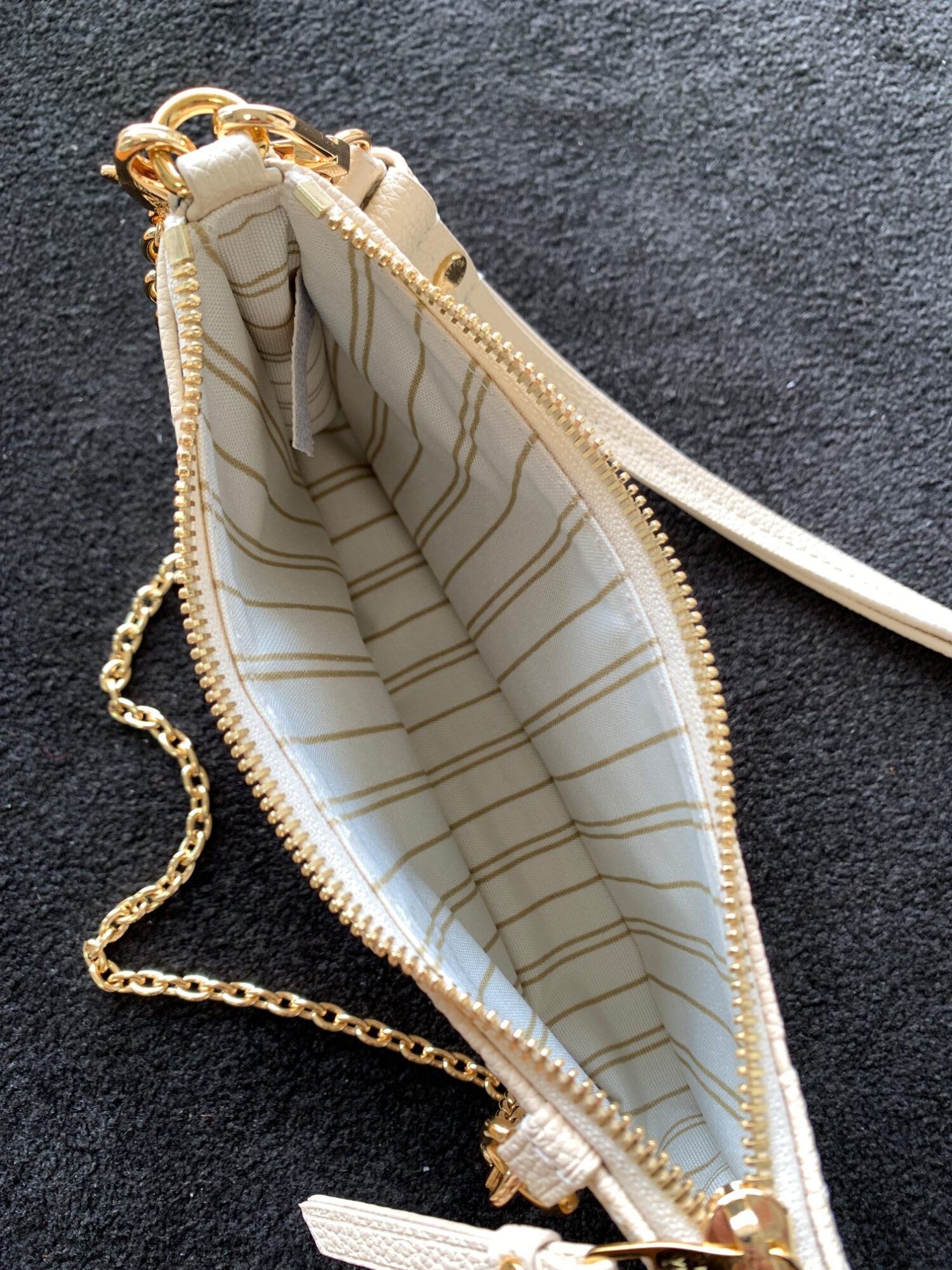 7 Louis Vuitton The Easy Pouch On Strap handbag from the Spring 2022 Collection is crafted from Monogram Empreinte leather.