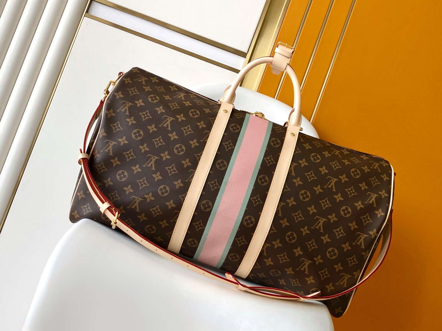 1 Louis Vuitton The Keepall Bandoulière 55 travel bag cleverly utilizes Monogram canvas to create ample space.