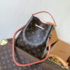2 Louis Vuitton M46581 Monogram Canvas Mini Bucket Bag Series NÉONOÉ BB Handbag, featuring a Monogram canvas BB adorned with natural leather.