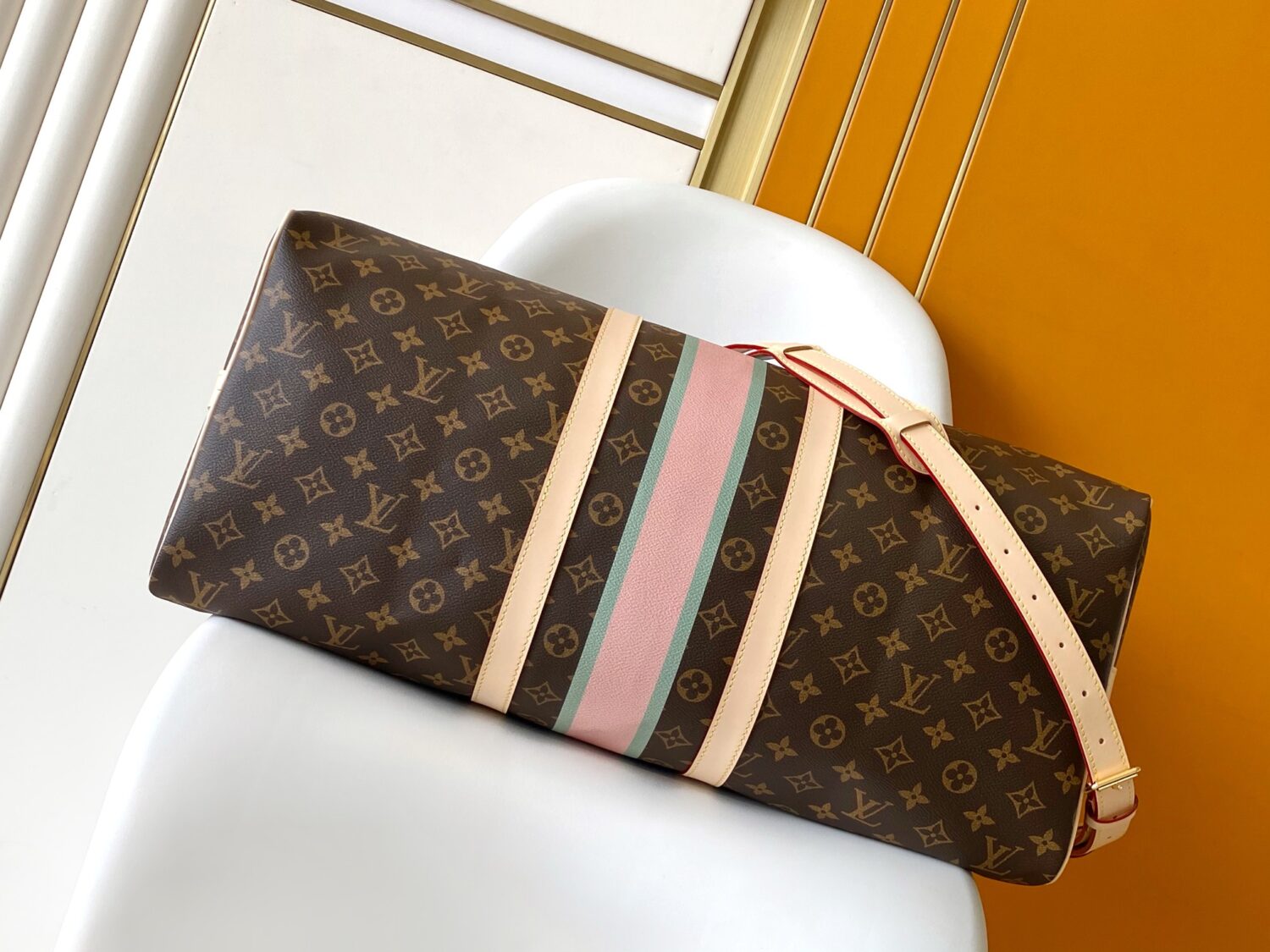 3 Louis Vuitton The Keepall Bandoulière 55 travel bag cleverly utilizes Monogram canvas to create ample space.