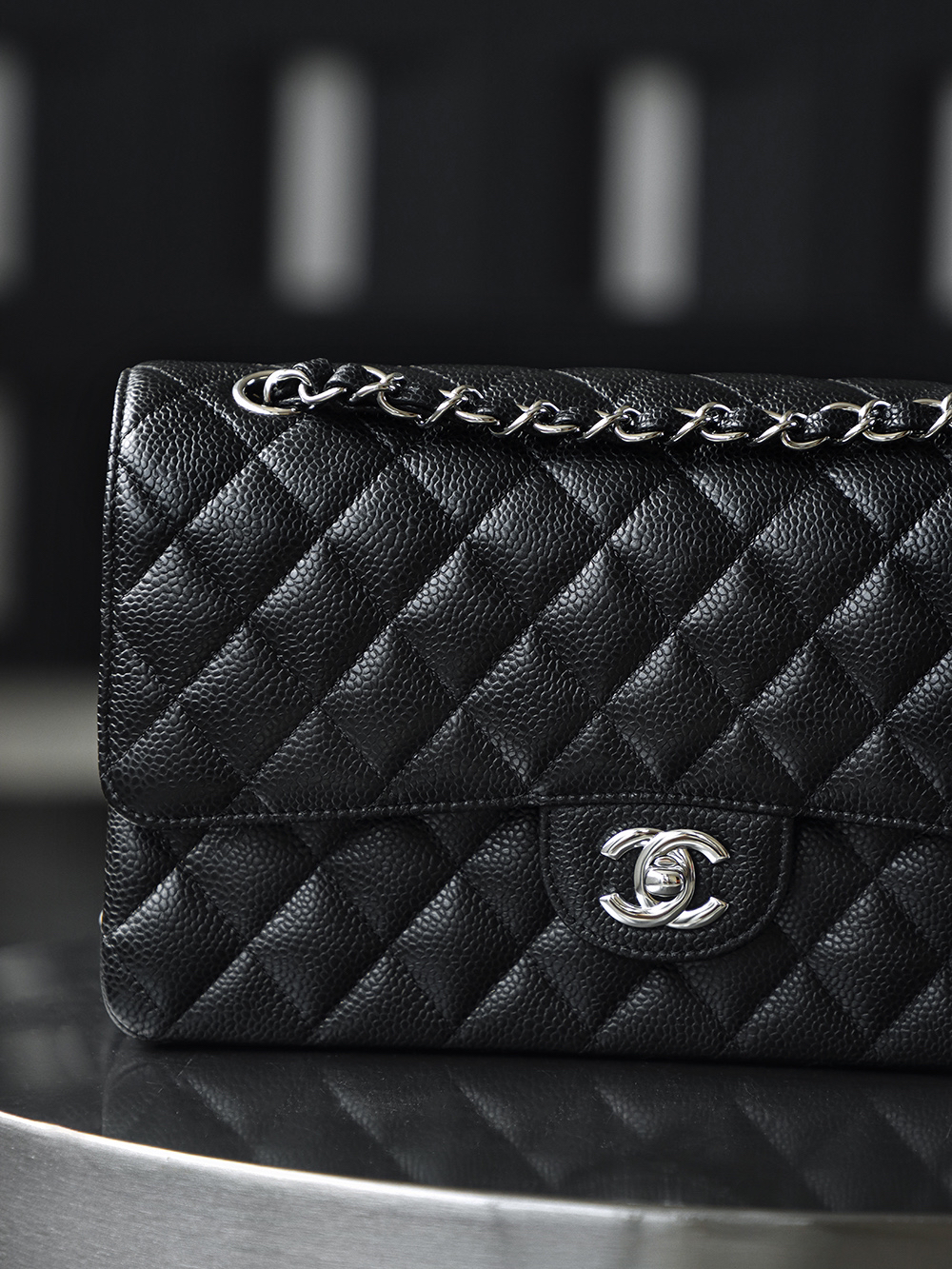 3 Classic Flap, Medium, Black and Silver, Authenticated Version 👜