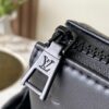 6 Louis Vuitton M11370 Black embossed leather bag with black chain.