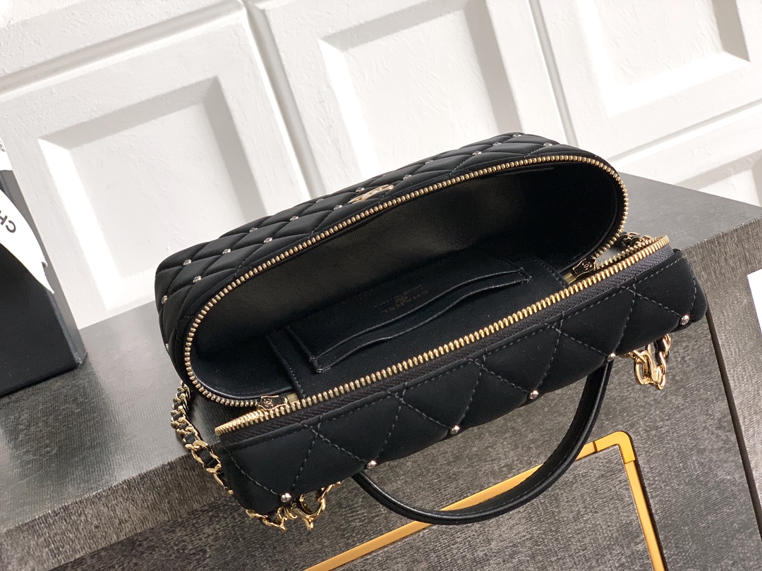 7 OHANEL 25k Black Velvet Diamond-Studded Crescent Bag