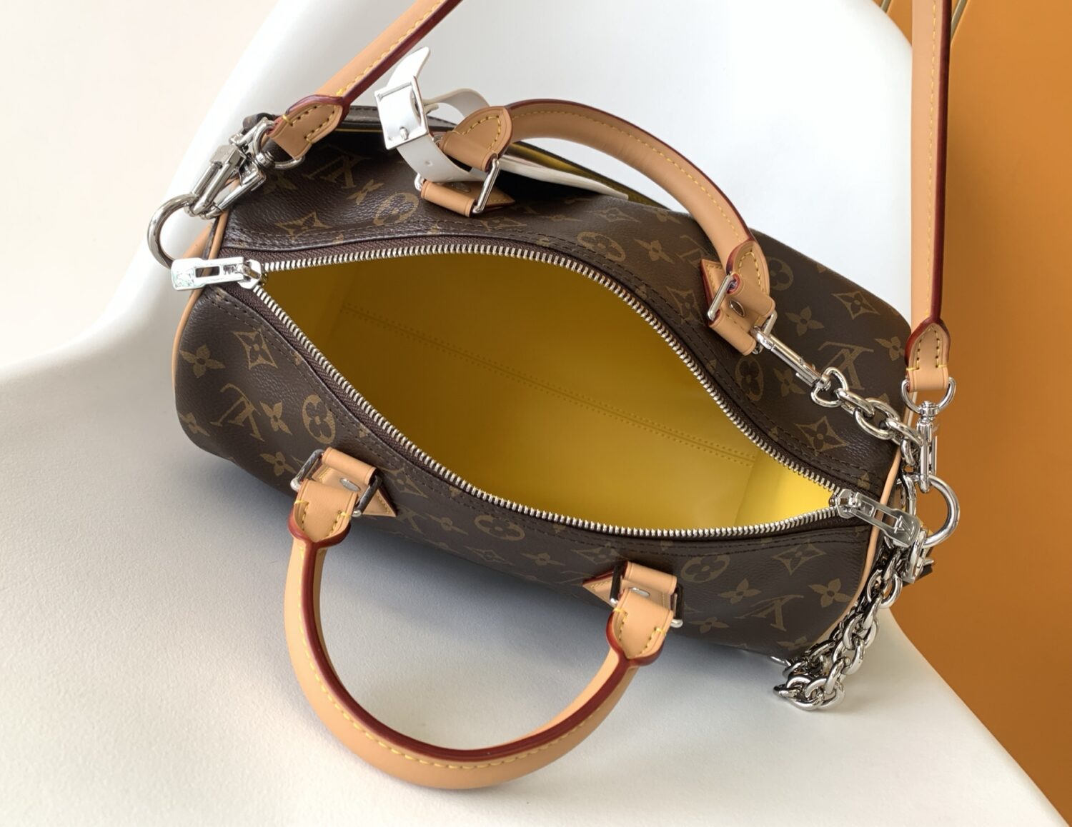 7 Louis Vuitton The Speedy Soft 30 Boho handbag is made from classic Monogram coated canvas.