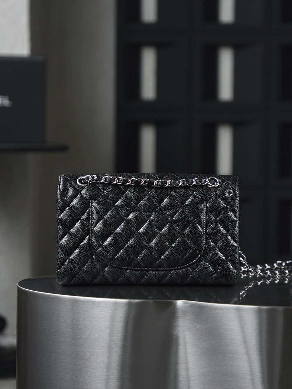 8 Classic Flap, Medium, Black and Silver, Authenticated Version 👜