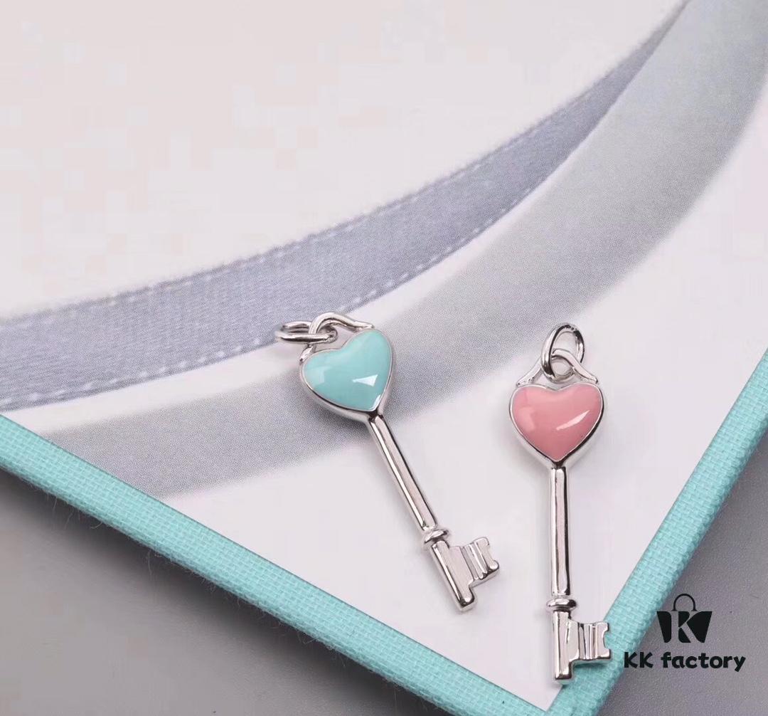 692fd60199f2d84055c8a818 Tiffany Blue Heart Key Enamel Necklace